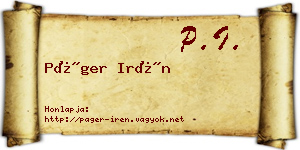 Páger Irén névjegykártya